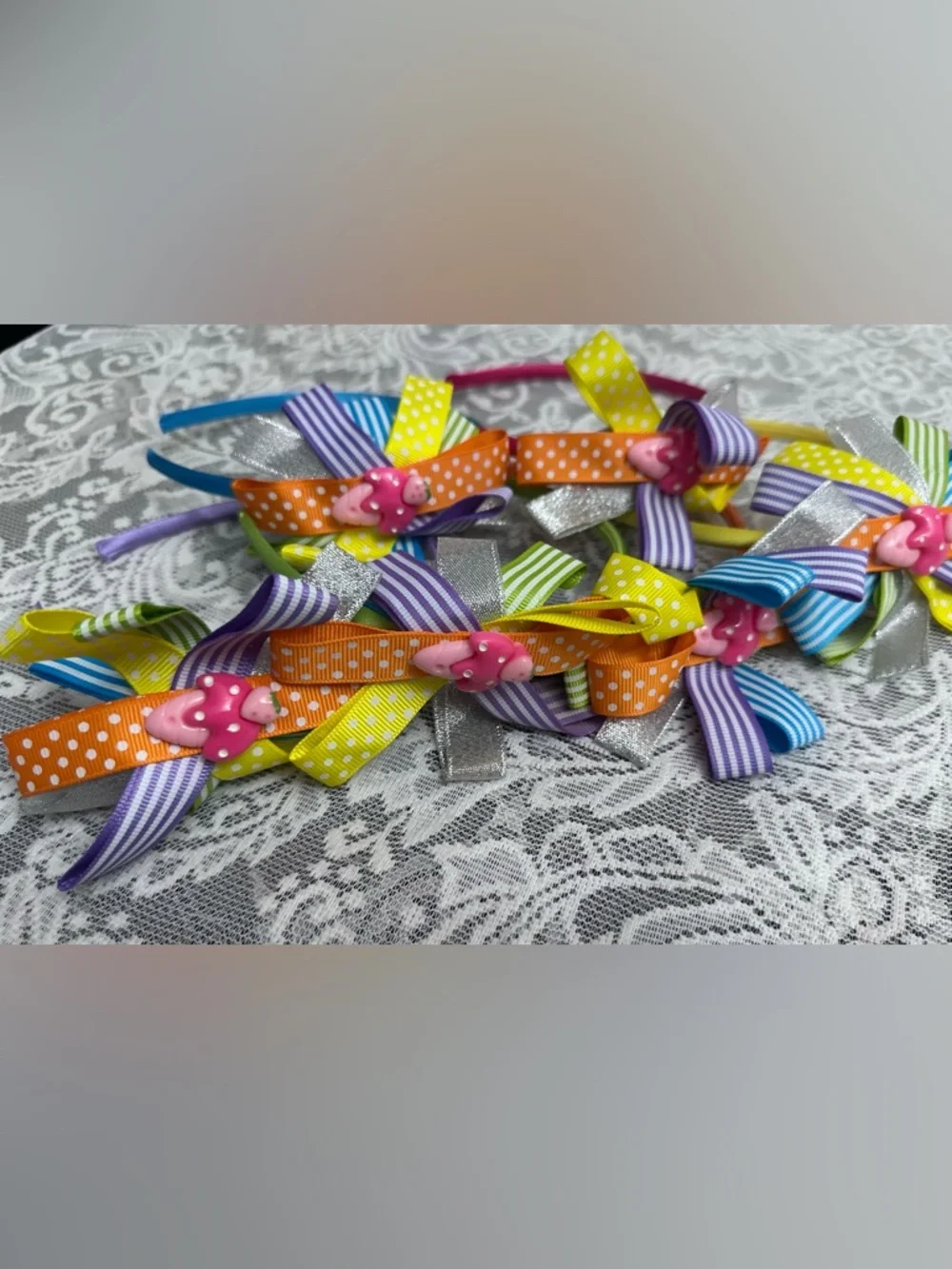 Girls Ribbon Bow Headbands 🎀 6pc Multicolor Cute Set